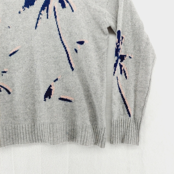 360 Cashmere Gray and Blue Palm Tree Sweater - Picture 4 of 11